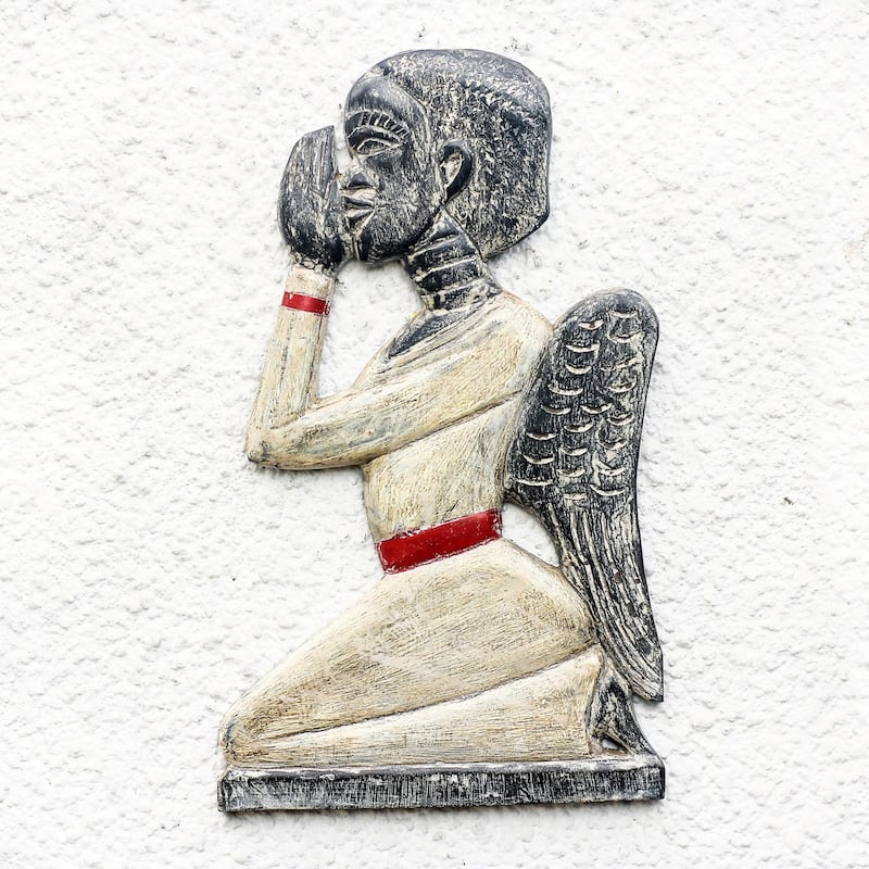 Novica Handmade Praying Angel Wood Wall Sculpture
