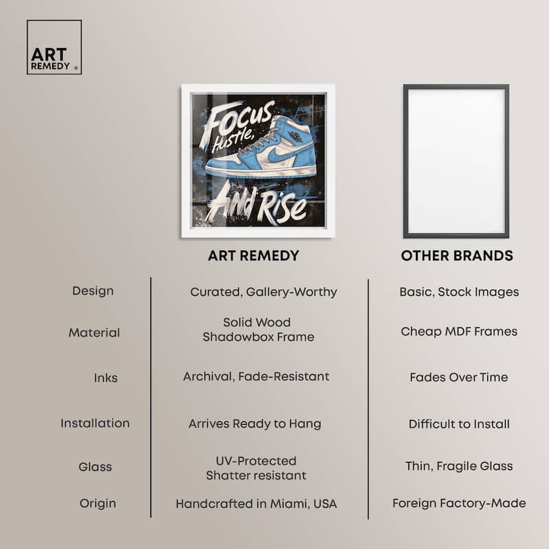 Hustle and Rise Sneaker Shadowbox by Art Remedy