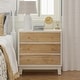 preview thumbnail 9 of 27, COZAYH 3-Drawer Farmhouse Dresser with Handicraft Wood Ring Motif, Rustic Nightstand Wooden Finish, Boho, Natural Wood White - 3-drawer