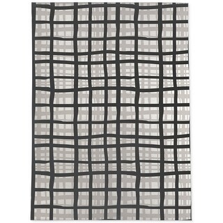 Overlapping Outdoor Rugs OVERLAPPING GRID CHARCOAL Outdoor Rug by, Becky Bailey - Bed Bath ...