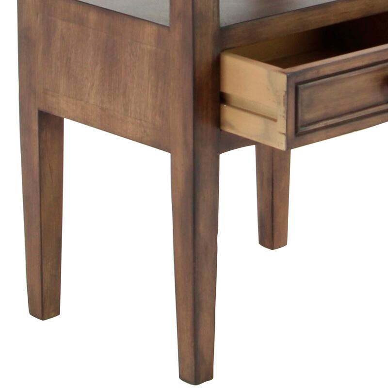Contemporary Wood 2 Drawers and 1 Shelf Accent Table - Light Brown, White, Brown