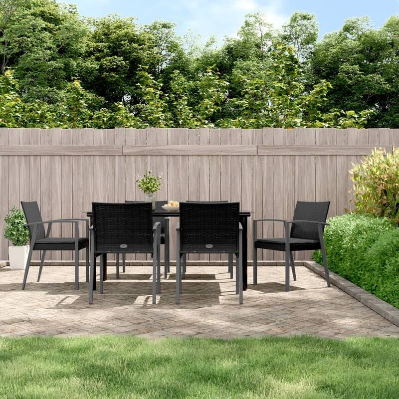 vidaXL 3/5/7/9 Piece Patio Dining Set with Cushions Poly Rattan and Steel