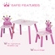 preview thumbnail 3 of 13, Qaba 3-Piece Set Kids Wooden Table Chair with Crown Pattern Easy to Clean Gift for Girls Toddlers Age 3 to 8 Years Old Pink
