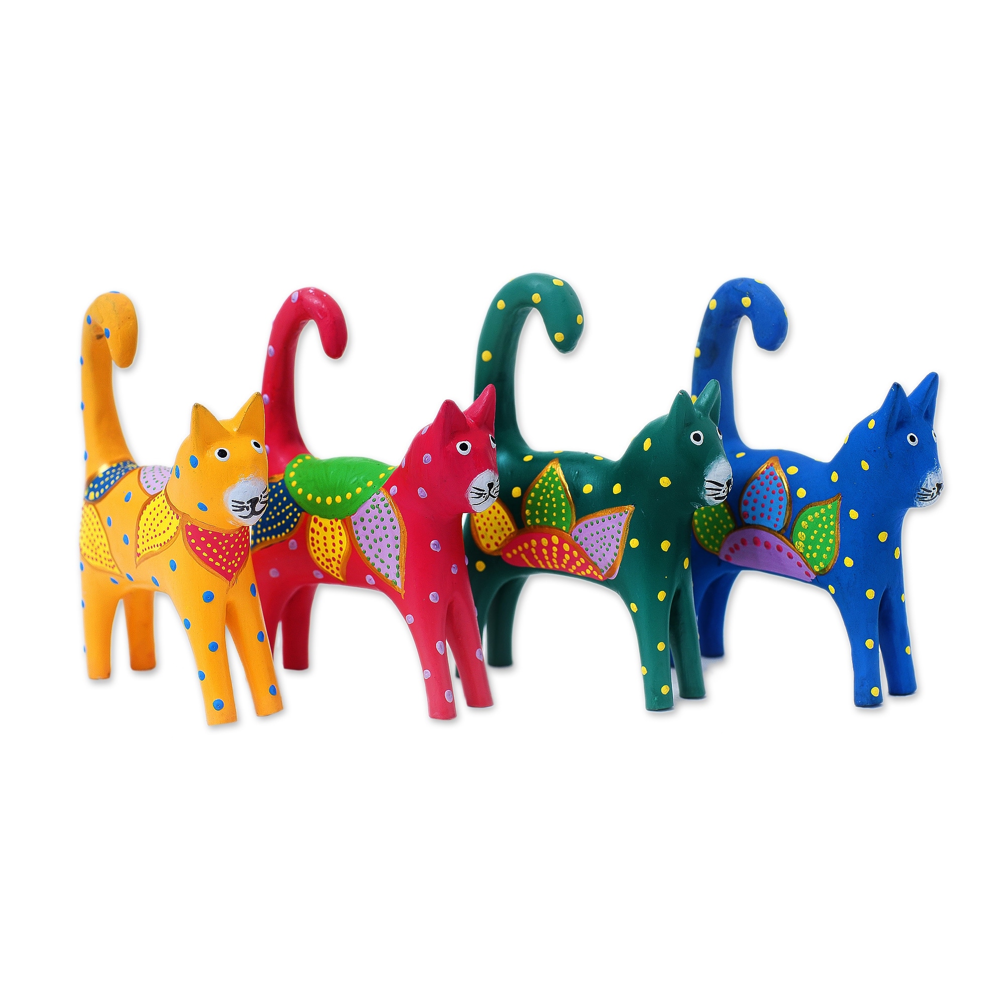 Novica Handmade Cat Tails Wood Ornaments (Set Of 4)