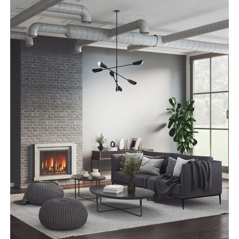 Cornett Collection Six-Light Matte Black Contemporary Chandelier - 44.12 in x 44.12 in x 23 in