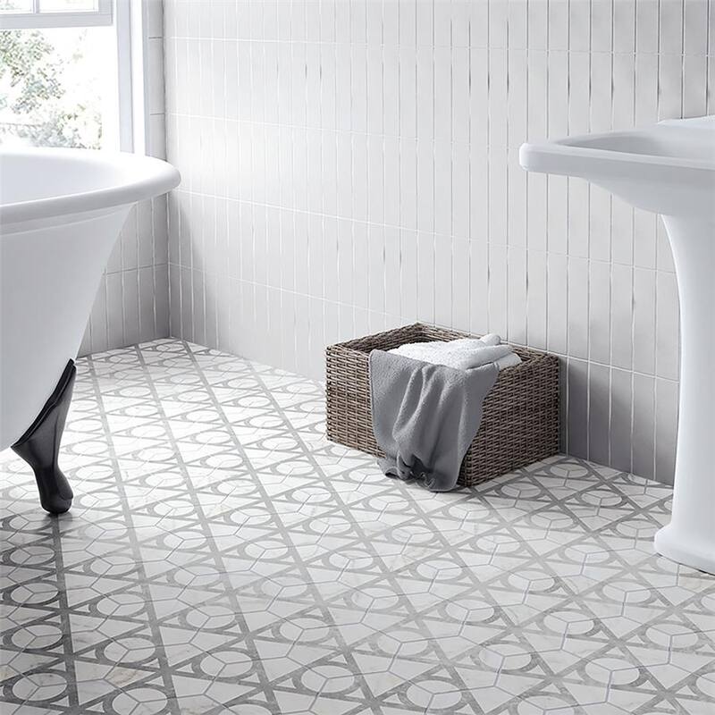 Merola Tile Classico Carrara Hexagon Flow 7" x 8" Porcelain Floor and Wall Tile