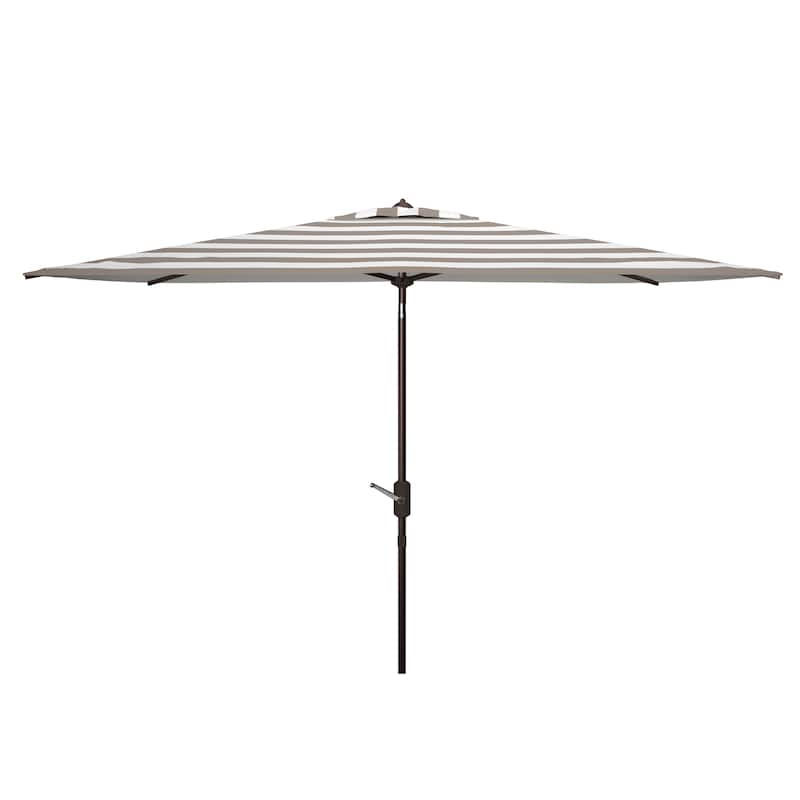 SAFAVIEH Outdoor Manorama Fashion Line 6.5 x 10 Ft Rectangle Umbrella - Grey/White