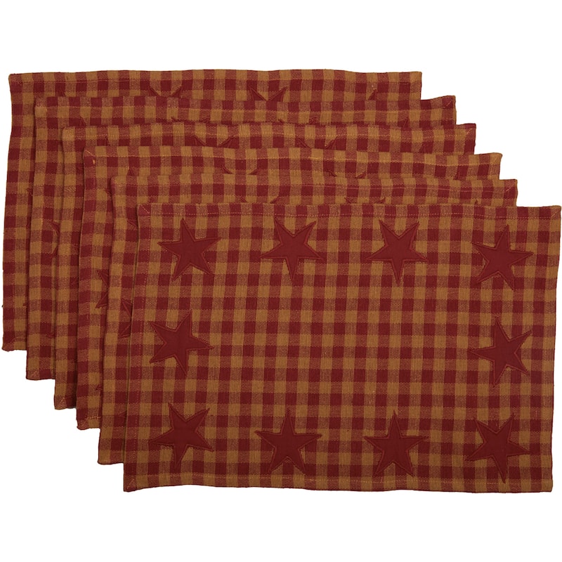 Primitive Tabletop Kitchen Star Placemat Set of 6 Cotton Star - Placemat 12x18