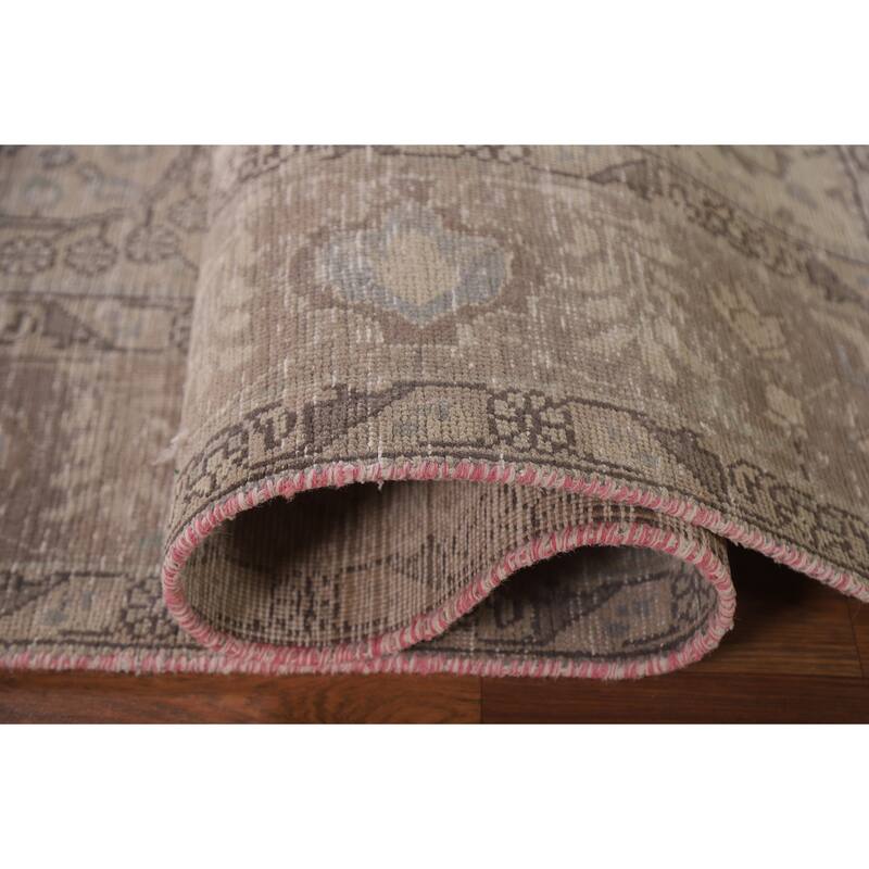 Hand Knotted Oriental 100% Wool Carpet Traditional Floral Beige & Ivories Tabriz Area Rug - 9' 3'' X 6' 4''