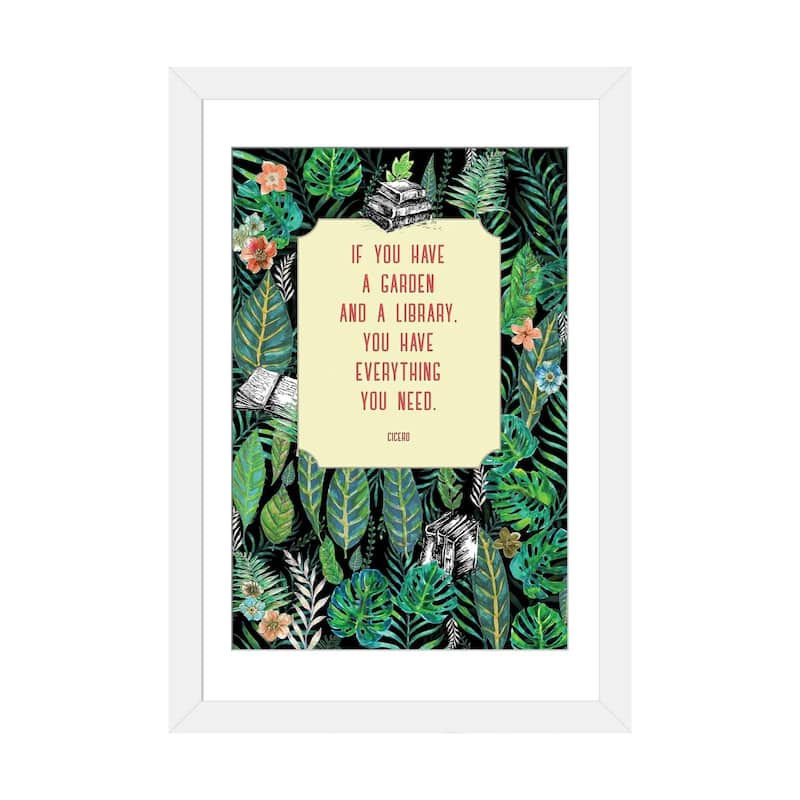 iCanvas "A Garden And A Library - Book Lover's Gift" by Fanitsa Petrou - White - 32x24x1
