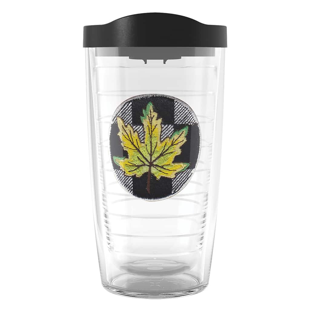 Tervis Checkerboard Fall Leaf Yellow Made in USA Double Walled Insulated Travel Tumbler, Yellow