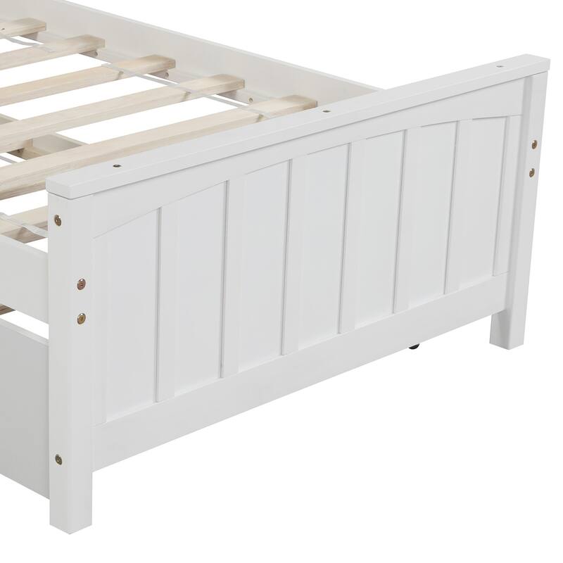 Twin Size Wood Platform Bed with Twin Trundle