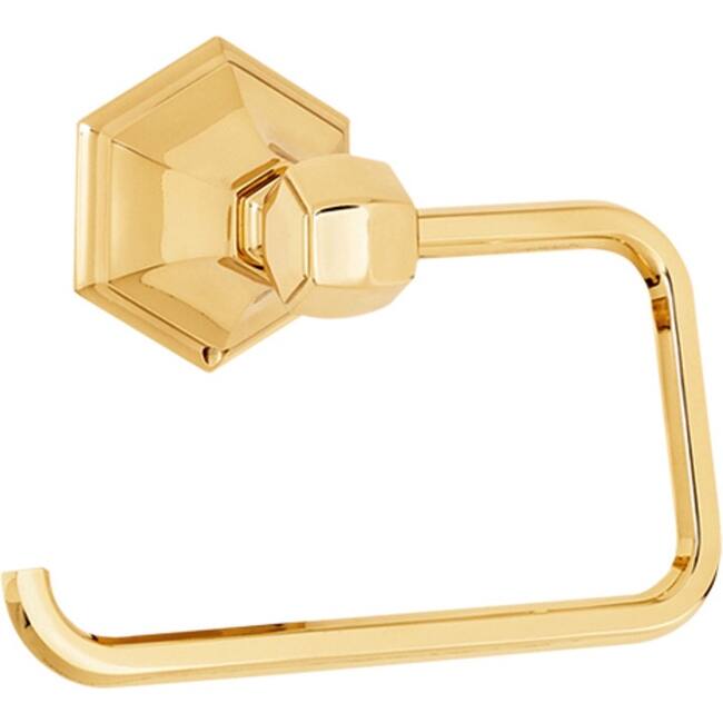 Alno Nicole 5-1/2 Inch Wide Single C-Post Slide On Toilet Paper Holder - Unlacquered Brass