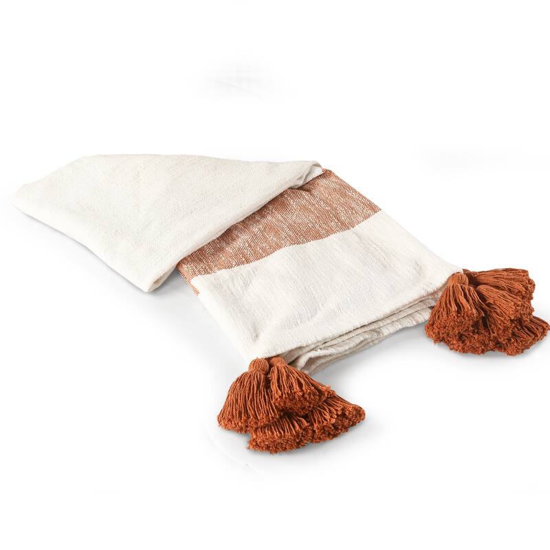 Sevita Striped Hand-Woven Cotton Standard Size Throw Blanket