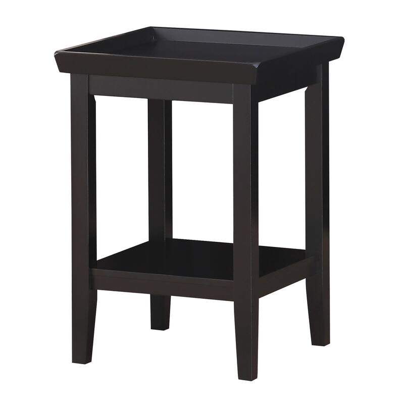 End Table with Storage Shelf, Black Accent Table, Living Room Side Table, Modern Design, Rubberwood Construction - 26