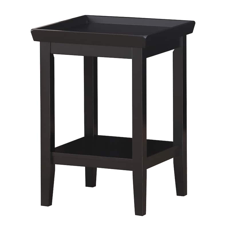 End Table with Tray Top - Rubberwood Side Table for Living Room, Bedroom - Storage & Display Accent Table - 26