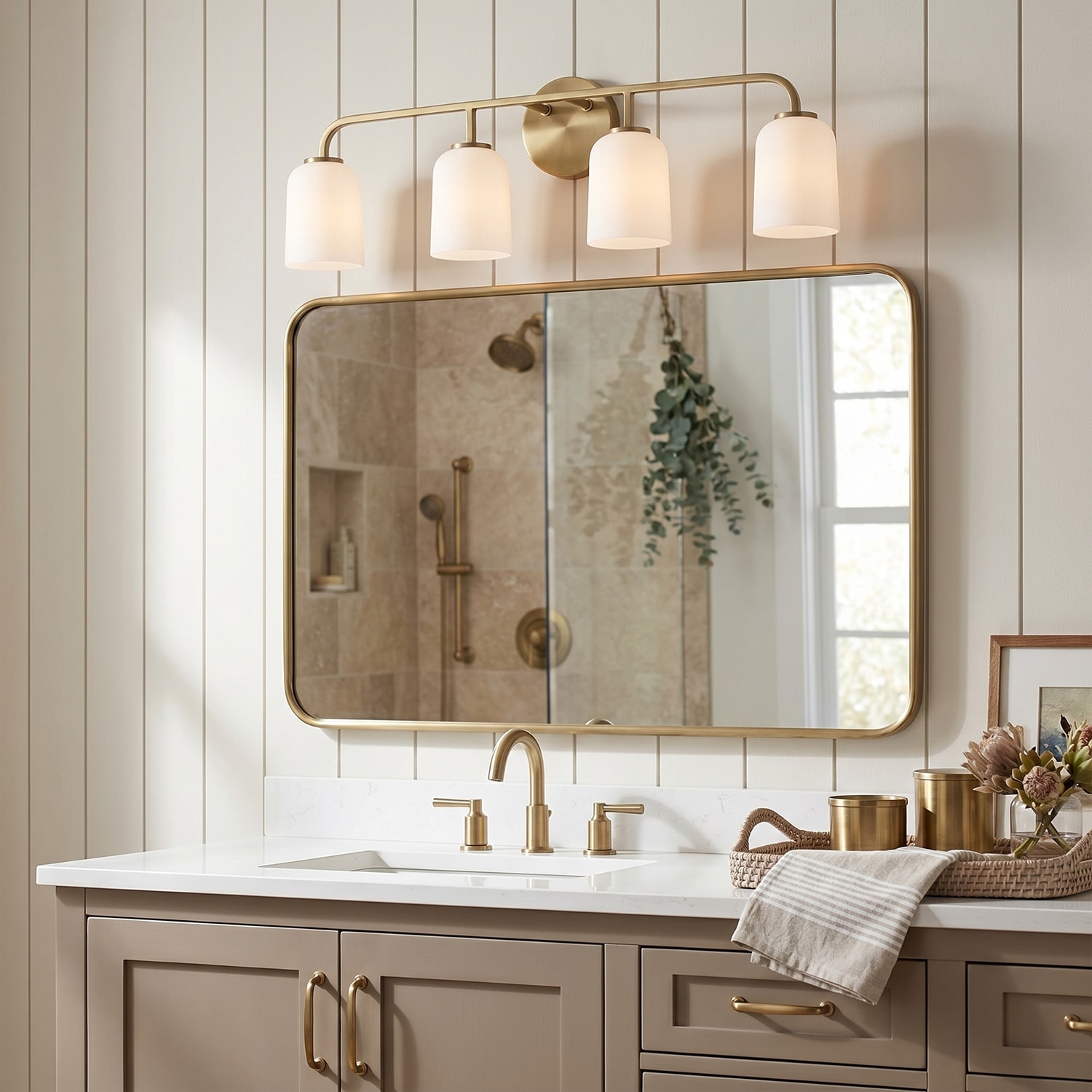 Lawson 4-light Bath/ Vanity Fixture w/ Soft White Glass