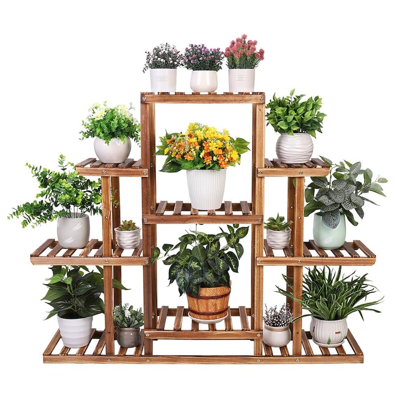 Large Ladder Multi Plant Stand Wooden Garden Planter Shelf