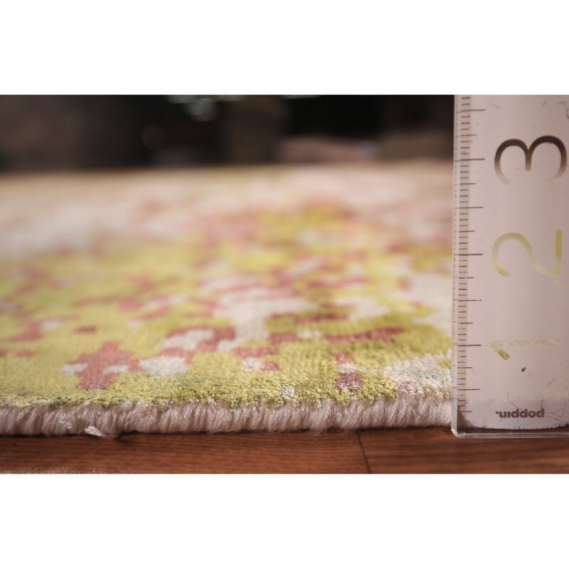 Contemporary Abstract Indian Square Rug Handmade Wool Carpet - 8'0" x 8'1"