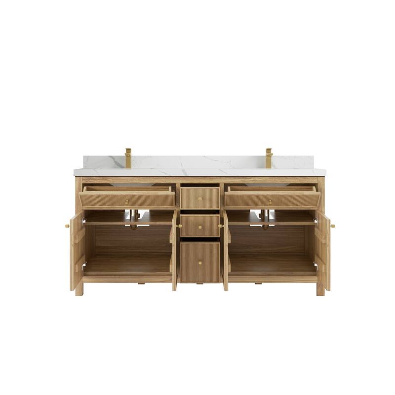 Willow Collections 72 in. W x 22 in. D Sonoma Teak Double Sink Bathroom Vanity with Countertop