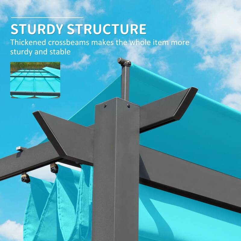 11 X 16 FT Outdoor Retractable Pergola with Weather-Resistant Canopy, Aluminum Garden Patio Gazebo for Courtyard