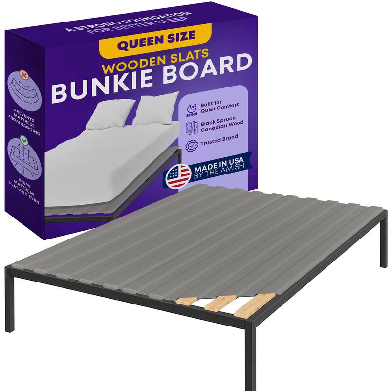 0.75" Vertical Standard Mattress Support Wooden Slats with Cover. - Split Queen