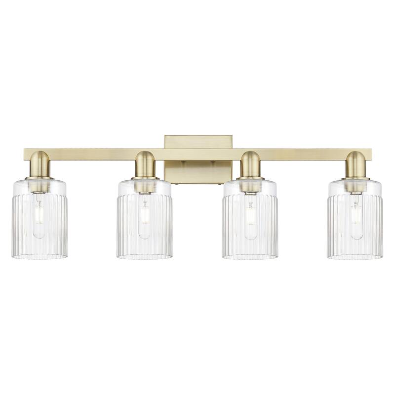 Innovations Lighting Endless Possibilities Arcadia - Hadley - 4 Light 32" Bath Vanity Light - Antique Brass/Clear