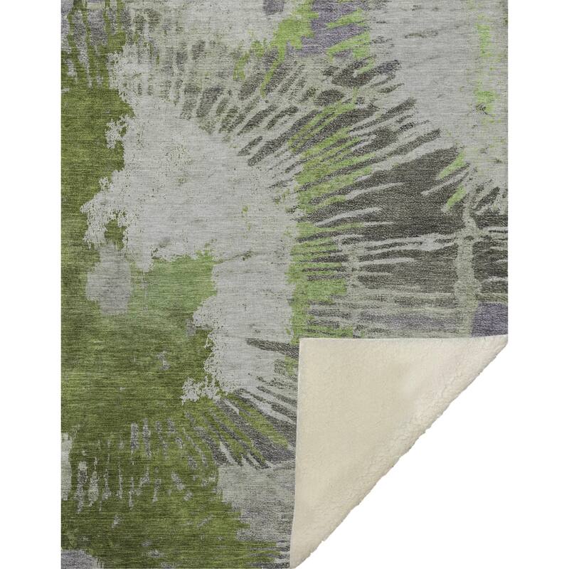 Premium Machine Washable Contemporary Abstract Sherpa Throw Blanket