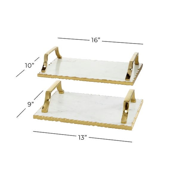 Gold Ceramic Glam Tray (Set of 2) - 16 x 10 x 3