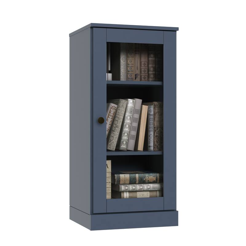 Palace Imports 100% Solid Wood 3-Shelf Bookcase with Clear Glass Door and Adjustable Shelves