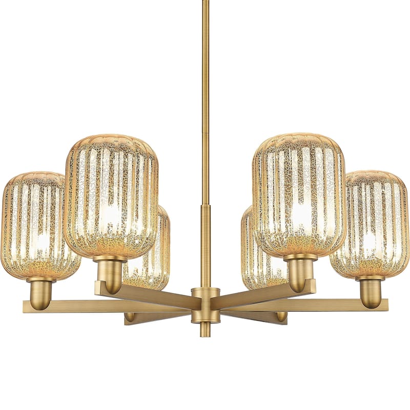 Innovations Lighting 716-6CR-14-24 Preston Chandelier Cylinder Preston - Brushed Brass / Mercury