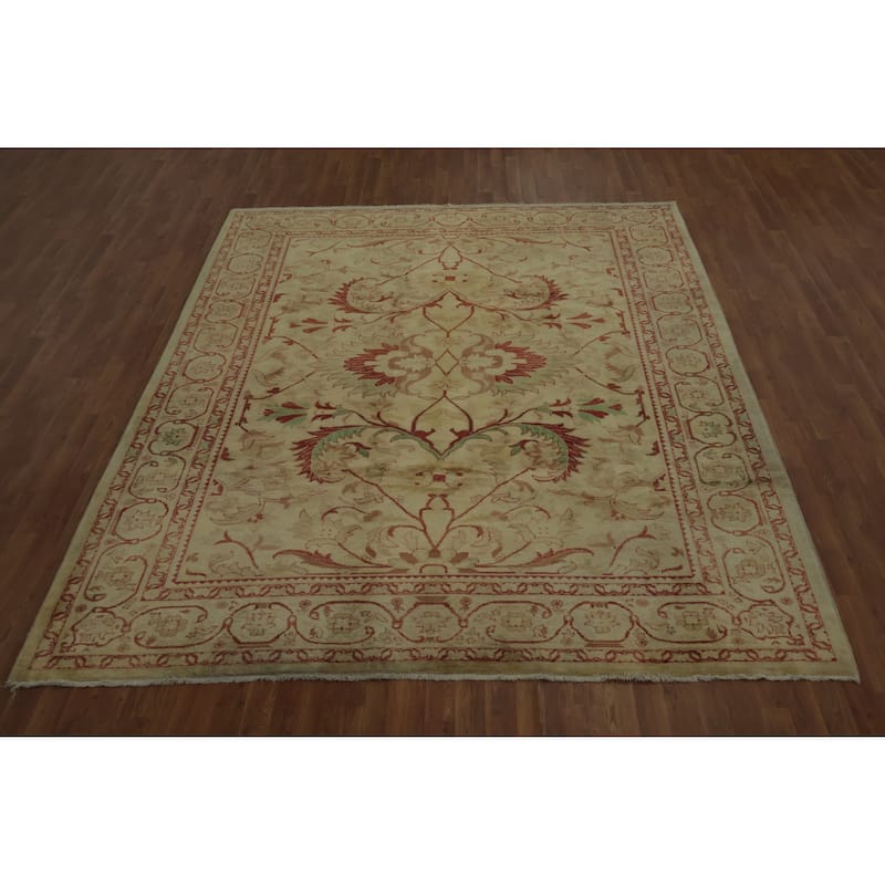 Hand Knotted Oriental 100% Wool Carpet Traditional Floral Yellow & Gold Chobi-Peshawar Area Rug - 10' 0'' X 8' 0''
