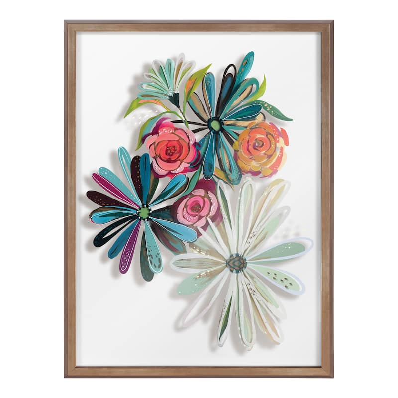 Kate and Laurel Blake Flowers Glass Framed Printed Art by Jessi Raulet