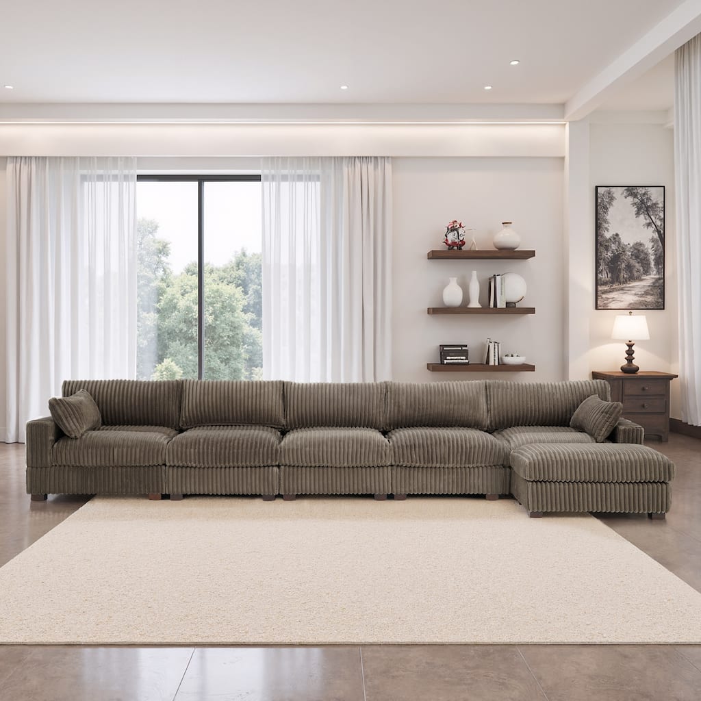 Oversized Plush Modular Sectional Sofa Couch with Ottoman