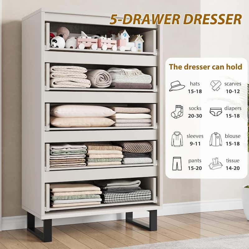 Freestanding 5 Storage Dresser for Bedroom