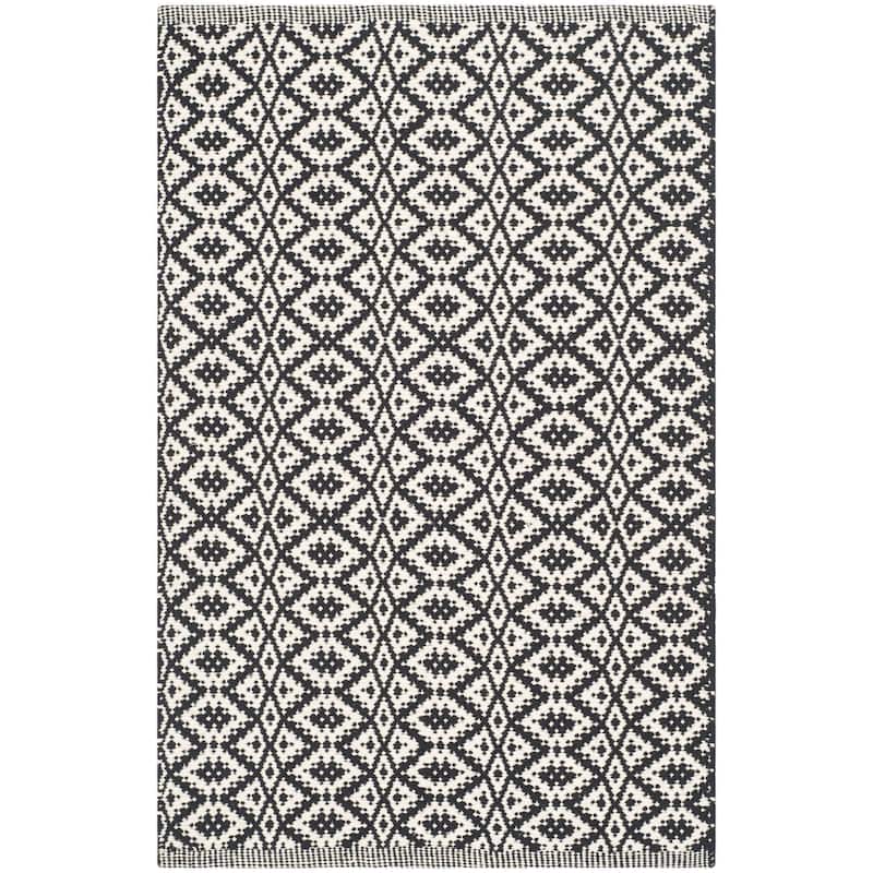 SAFAVIEH Handmade Flatweave Montauk Everly Casual Cotton Rug - 2' x 3' - Ivory/Black