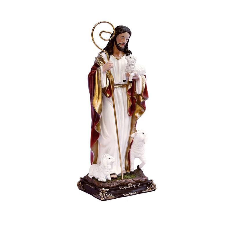 Good Shepherd Jesus with Lambs Figurine - 12.25"