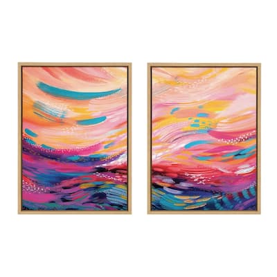 Kate and Laurel Sylvie Strokes 90 Framed Canvas Set by Jessi Raulet