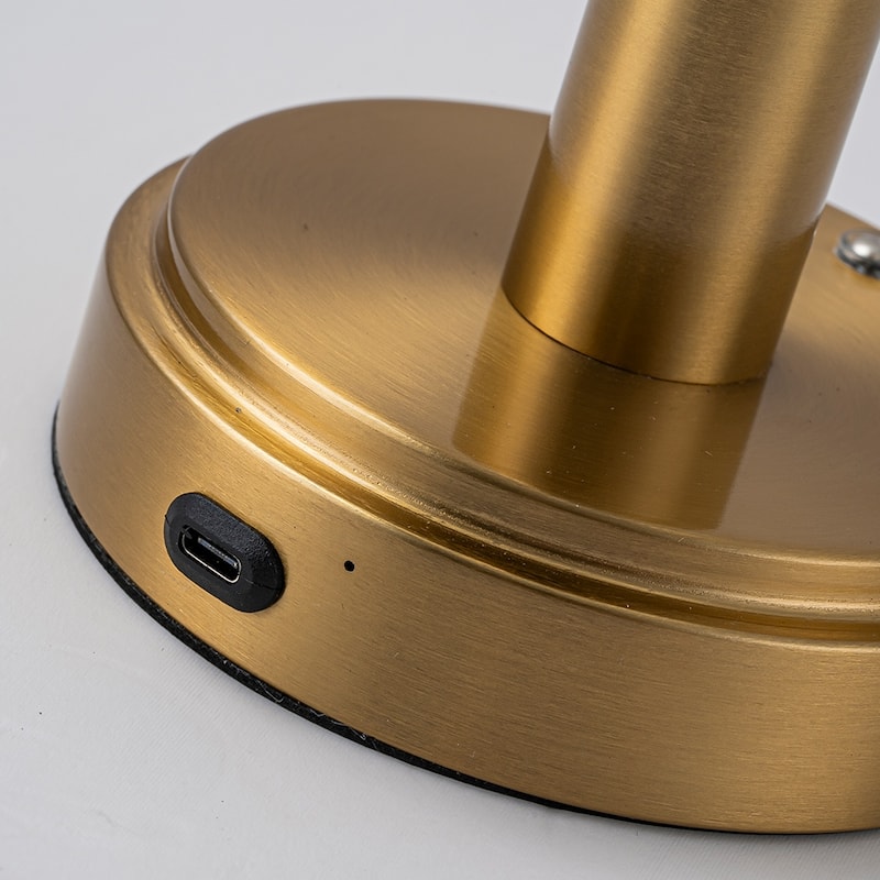 CraftHome 16'' Modern Fabric Shade Rechargeable LED Table Lamp Touch Control Cordless USB Nightstand Lamp with Stepless Dimming