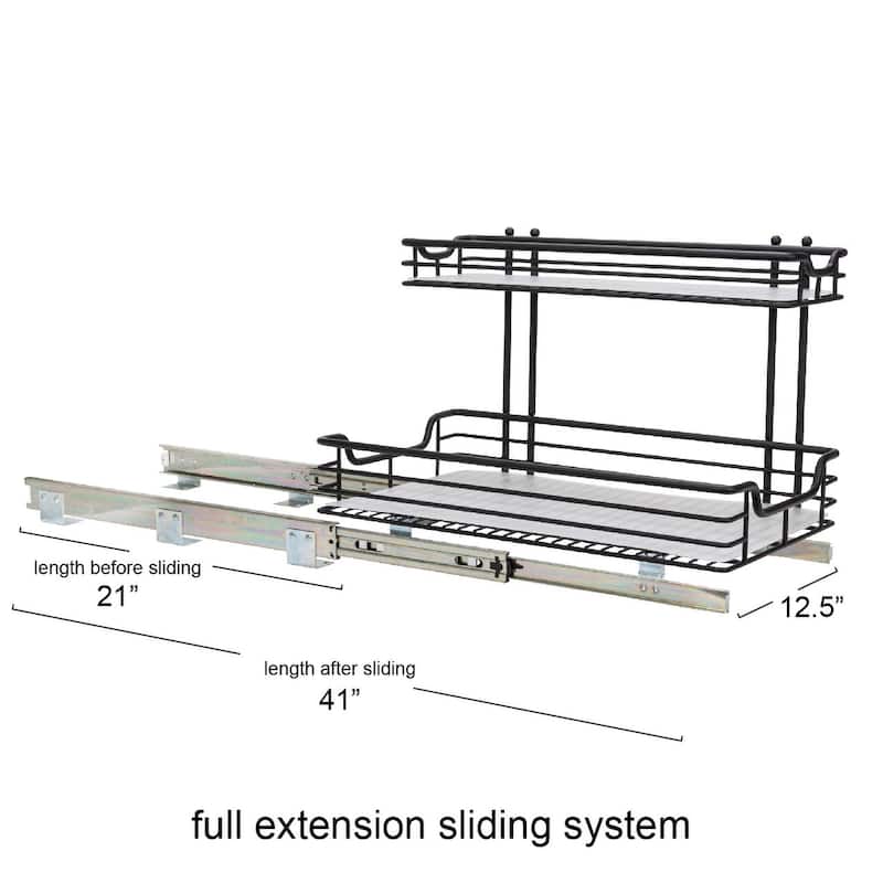 Household Essentials 2 Tier Sliding Cabinet Organizer