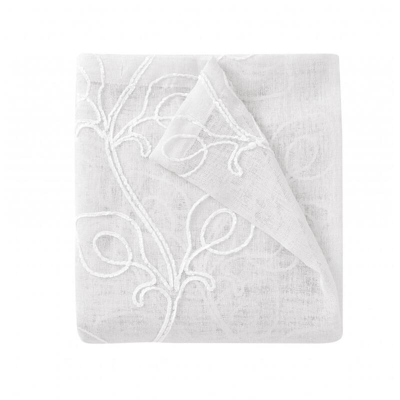 HomeRoots Set of Two 84" White Boho Embroidered Window Panels - 84" x 76"