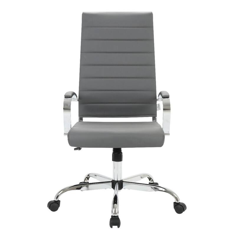 Benmar Leather Executive Office Chair with Chrome Frame, Adjustable Height, Tilt Lock, 360° Swivel, and Smooth Rolling Casters