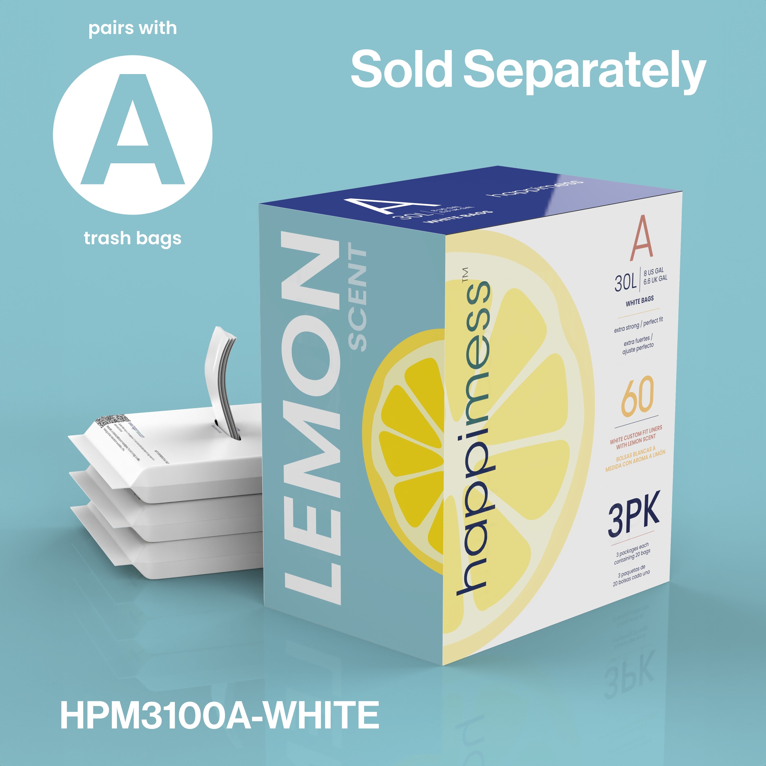 happimess Gallon Scented Drawstring Trash Can Liner, White-image