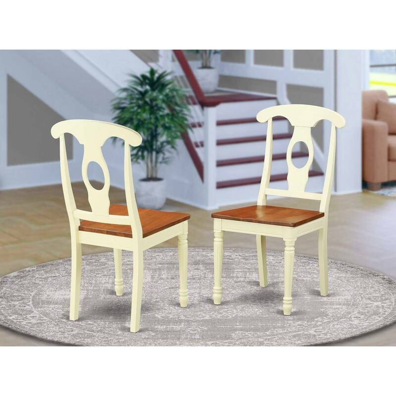 Antique Style Dining Chair - Buttermilk & Cherry Finish - Wooden Seat - Elegant Accent Chair