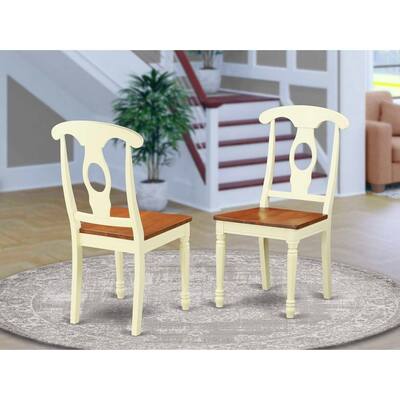 Antique Style Dining Chair - Buttermilk & Cherry Finish - Wooden Seat - Elegant Accent Chair