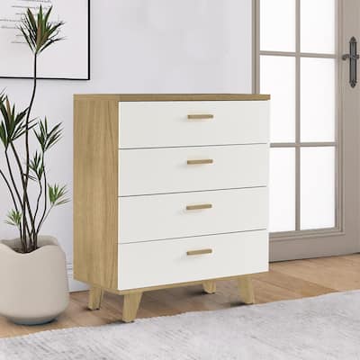 Modern Farmhouse Style Wooden Dresser with Wooden Handles