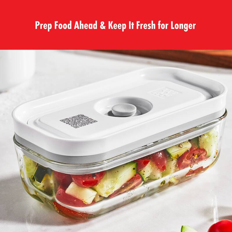 ZWILLING Fresh & Save 3-pc Glass Food Storage Vacuum Containers Meal Prep Container - Small & Large Containers - Clear