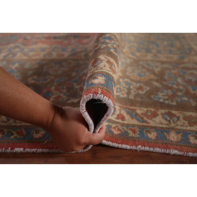 Traditional Pink Mashad Persian Vintage Rug Hand-Knotted Wool Carpet - 9'4"x 12'0"