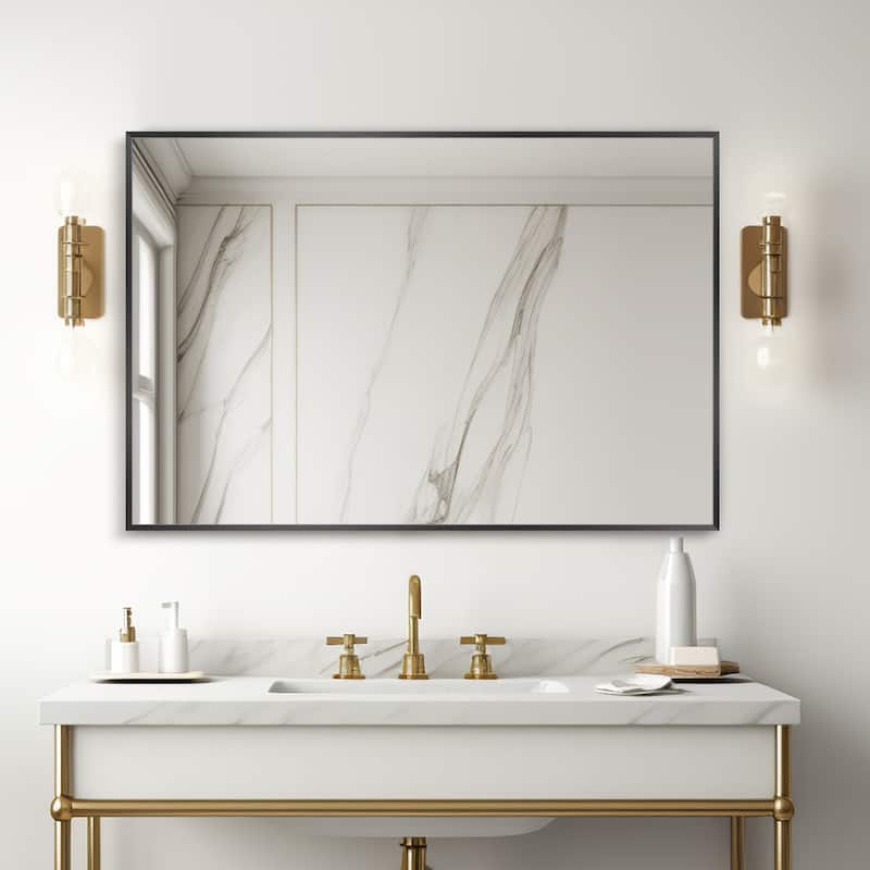 Modern Thin Frame Wall-mounted Vanity Mirror (Set Of 2) - 38*26