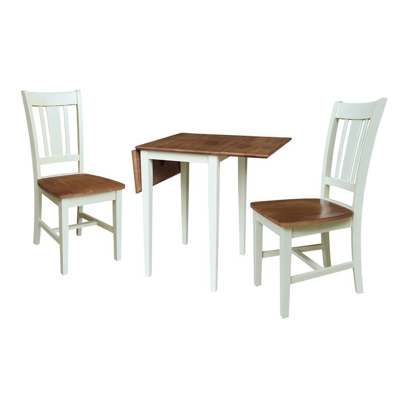 Small Drop Leaf Dining Table with 2 Chairs - 3 Piece Set